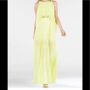 BCBG yellow pleated maxi dress